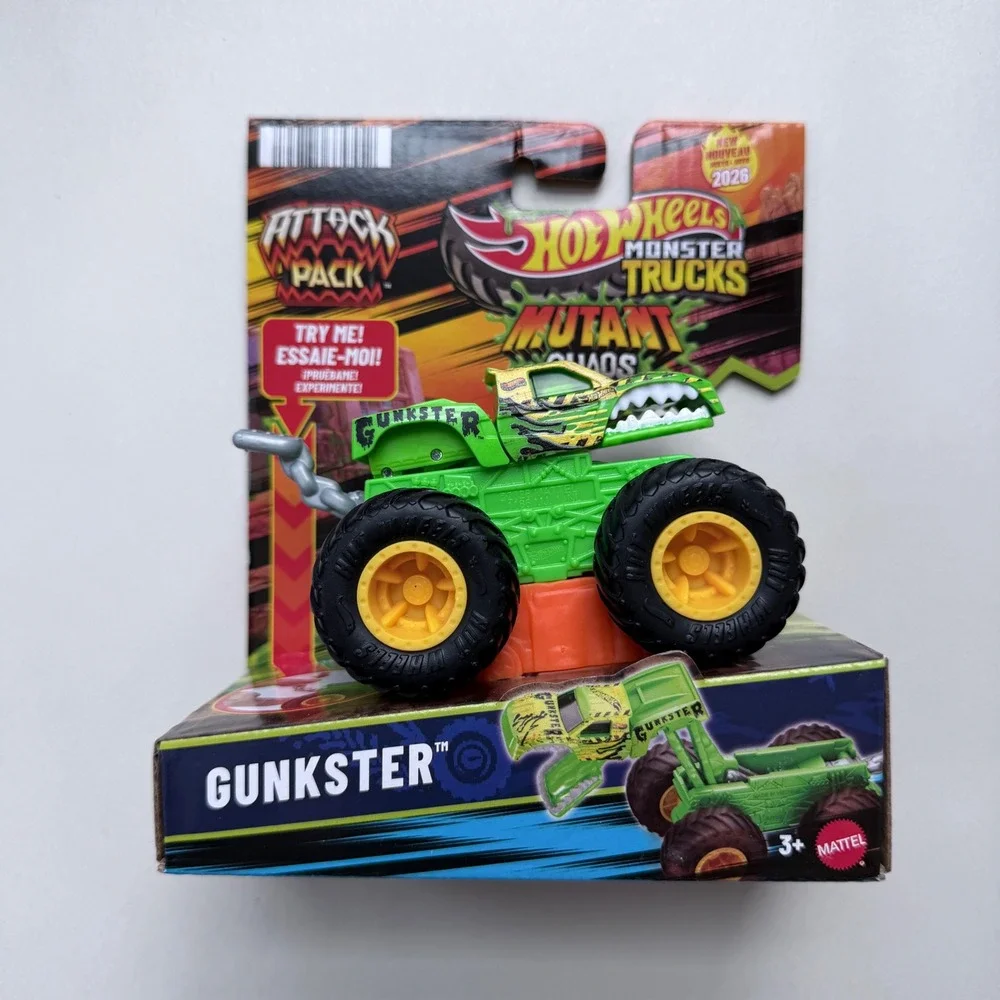 Hot Wheels Monster Trucks Mutant Chaos Gunkster Attack Pack Transforming Green